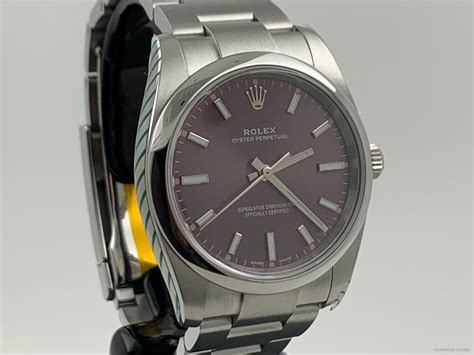 rolex oyster perpetual 34 purple dial unisex watch|rolex oyster perpetual 126000.